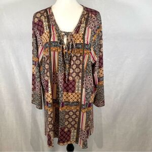 Cato smocked boho print top size 22/24W